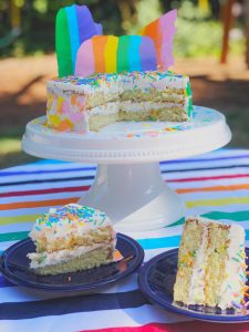 Rainbow Ultimate Funfetti Birthday Cake Slice